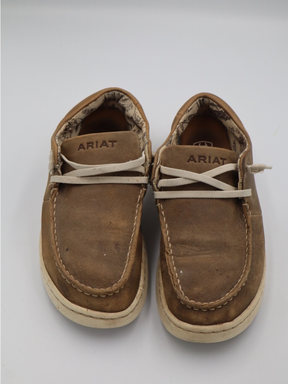 Ariat Tan Brown Leather Moccasin Boat Shoes